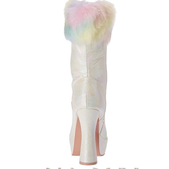 NWT Ellie Shoes Women's White Iridescent NORA Fashion Platform Heel Boot Size 7M - Picture 4 of 10